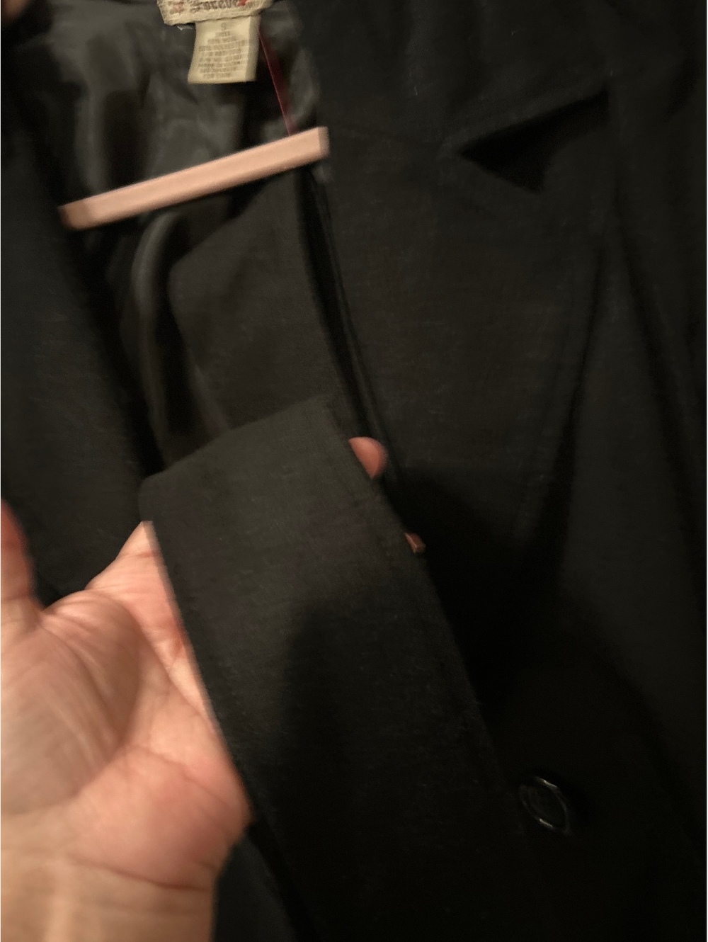 Forever Black Wool Blend Long Coat Size Small - Picture 3 of 7